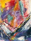 Mountain in sunset colours by Jane Burt, Painting, Mixed Media on paper