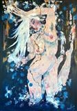 woman underwater 2 by Jane Burt, Painting, Mixed Media on Canvas