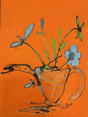 Orange Spotty Jug. by Jane Burt, Painting, Acrylic on board